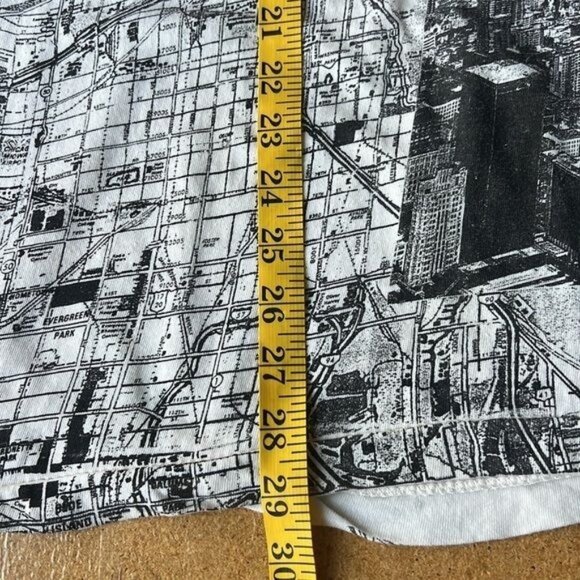 Mens Graphic T-Shirt Map Print Chicago White/Black 100% Cotton Size L - Picture 5 of 13